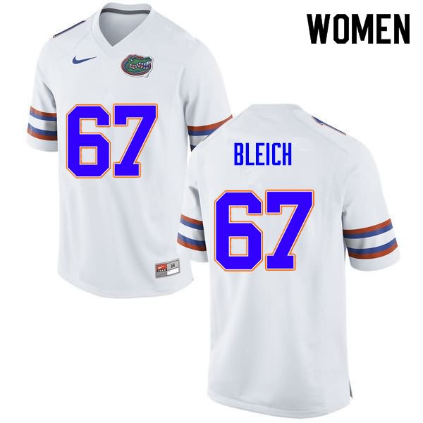 Women's NCAA Florida Gators Christopher Bleich #67 Stitched Authentic Nike White College Football Jersey FEJ5365SY